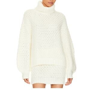 Lovers And Friends 'Cable' White Turtleneck Sweater Size XL